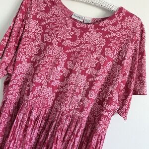 House Dress Cottage Women XL Pink Floral Lounge Peasant Porch Comfort VTG